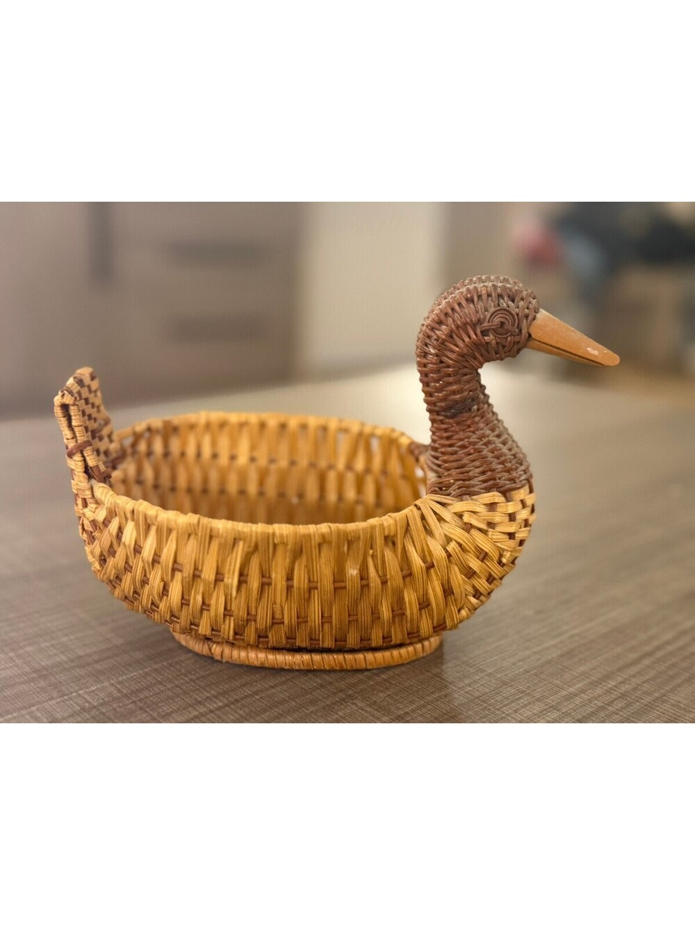 Handwoven Rattan Duck Basket Decorative Storage Container
